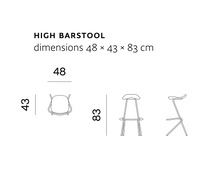Load the image into the gallery viewer, Prostoria Barhocker Strain, filigranes Metallgestell & ergonomischer Holzsitz