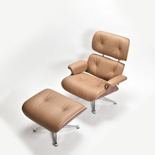 Carica l'immagine nel visualizzatore di Gallery, Vitra Eames Lounge Chair Sessel & Ottoman XL (neue Maße) Palisander, Leder Caramel