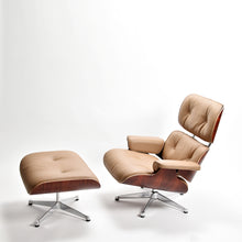Carica l'immagine nel visualizzatore di Gallery, Vitra Eames Lounge Chair Sessel & Ottoman XL (neue Maße) Palisander, Leder Caramel