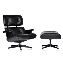 Afbeelding in Gallery-weergave laden, Vitra Eames Lounge Chair & Ottoman, schwarz / schwarz, Esche schwarz, Leder Premium F Nero (XL / Neue Maße)