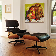 Carica l'immagine nel visualizzatore di Gallery, Vitra Lounge Chair & Ottoman - Amerikanischer Kirschbaum / Leder Premium F Nero (XL / Neue Maße)
