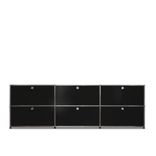 Charger l&#39;image dans la galerie, USM Haller Sideboard mit Klappen - 227 x 74 cm, schwarz RAL 9011
