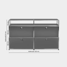 Load the image into the gallery viewer, USM Haller Sideboard L mit 4 Klappen und 2 offenen Fächern B1523 x H915 x T373mm
