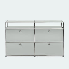 Load the image into the gallery viewer, USM Haller Sideboard L mit 4 Klappen und 2 offenen Fächern B1523 x H915 x T373mm
