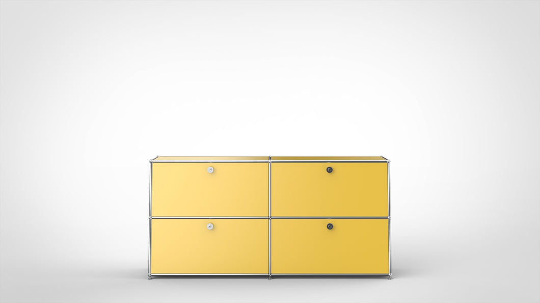 konektra Sideboard 2x2, mit 4 Klappen in Gelb / RAL 1004 Goldgelb