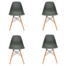 Carica l&#39;immagine nel visualizzatore di Gallery, AKTION: 4er Set Vitra – Eames Plastic Side Chair DSW, Untergestell Ahorn, gelblich - Farben wählbar
