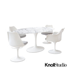 Load the image into the gallery viewer, Knoll - Saarinen dining table, oval arabescato marble / white
