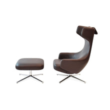 Load the image into the gallery viewer, Vitra Grand Repos Sessel &amp; Ottoman Leder mit Kontrastnaht
