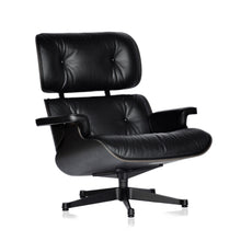 Charger l&#39;image dans la galerie, Vitra Eames Lounge Chair, schwarz / schwarz, Esche schwarz, Leder Premium F Nero (XL / Neue Maße)
