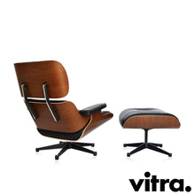 Load the image into the gallery viewer, Vitra - Eames Lounge Chair &amp; Ottoman, polished / sides black, walnut black pigmented, leather Premium Nero (XL / new dimensions)
