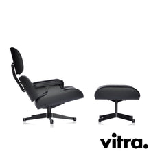 Load the image into the gallery viewer, Vitra - Eames Lounge Chair &amp; Ottoman, black / black, black ash, leather Premium Nero (XL / new dimensions)
